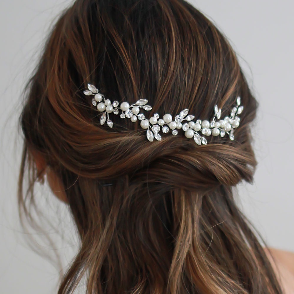 Bridal Floral Crystal Pearl Hairpiece